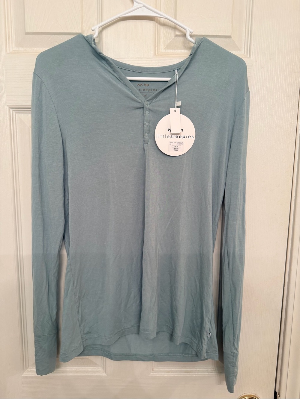 Little Sleepies Women's Long Sleeve Henley Top - Light blue